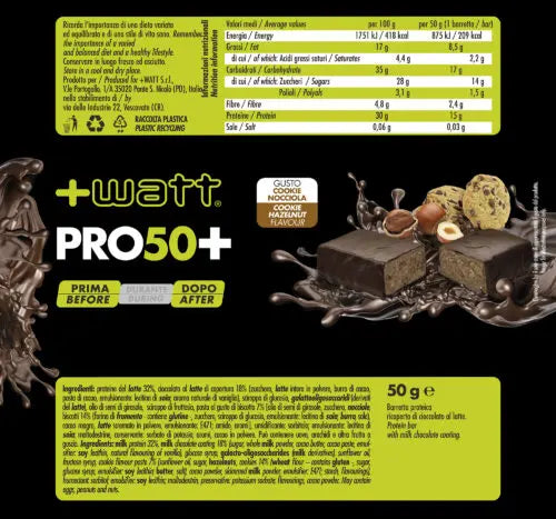 Barrette Proteiche Nocciola Pro50 +watt