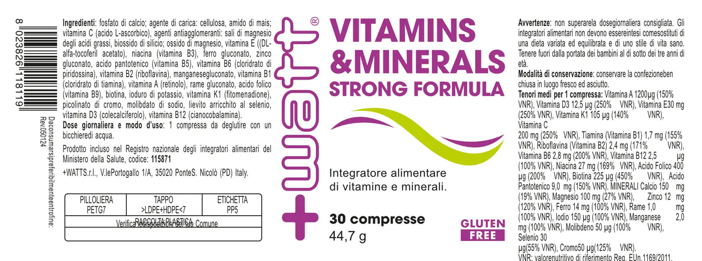 Multivitaminico e minerali Vitamins&Minerals Strong Formula +Watt